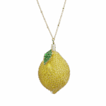 Exotic Summer Diamond Lemon Necklace with Sapphire and Emerald