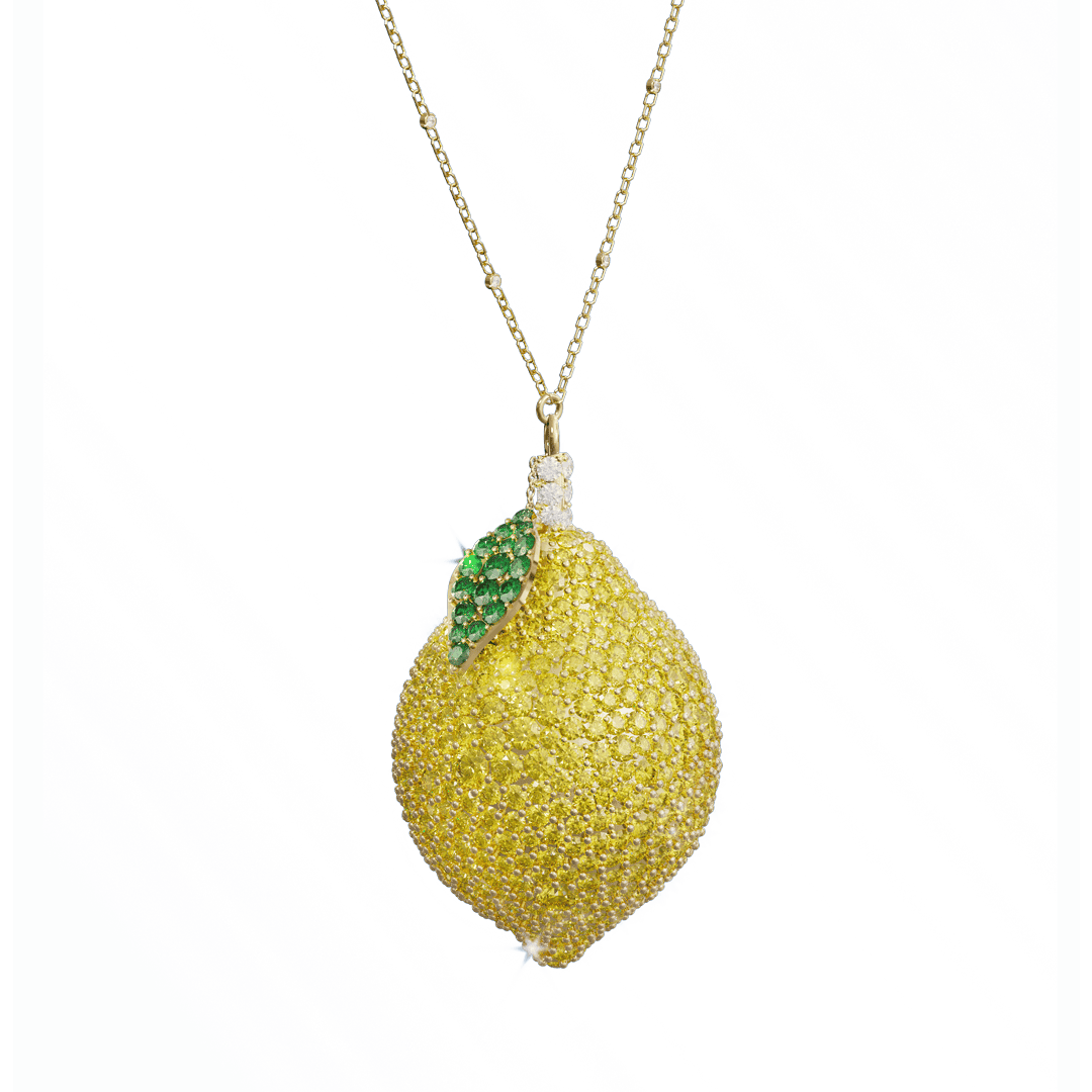 FDPOTW6257AY1FA0ASRSY Exotic Summer Diamond Lemon Necklace with Sapphire and Emerald - Image 1