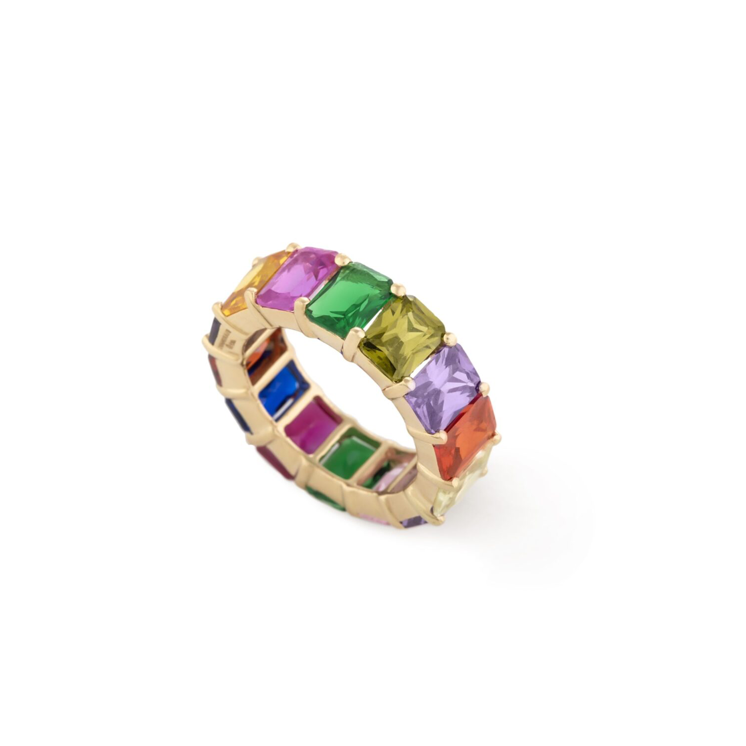 New Project (19) Daily Dazzle Gold Ring with Multicolor Stones - Image 1