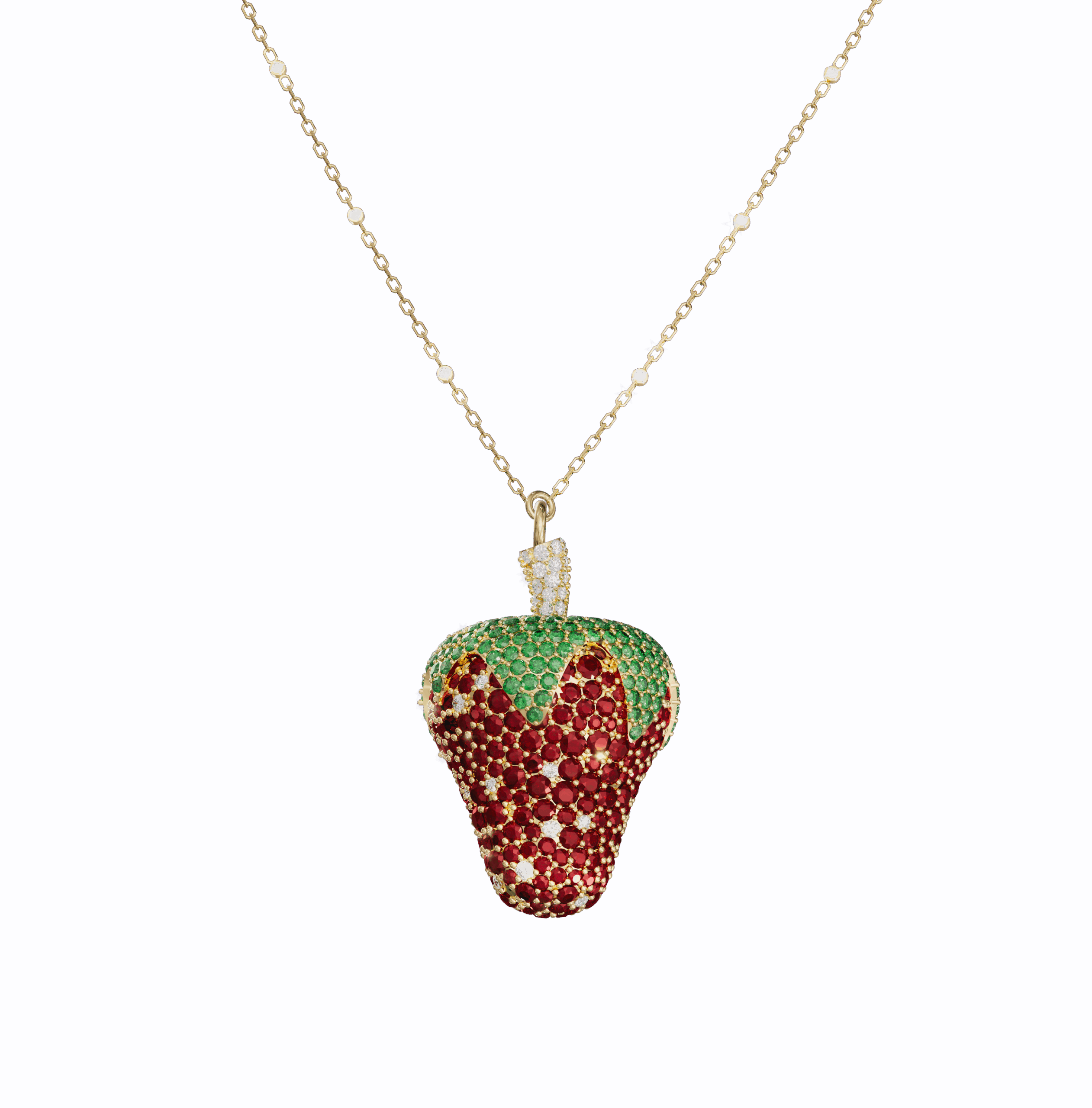 fraise png Exotic Summer Strawberry Diamond Necklace - Image 1