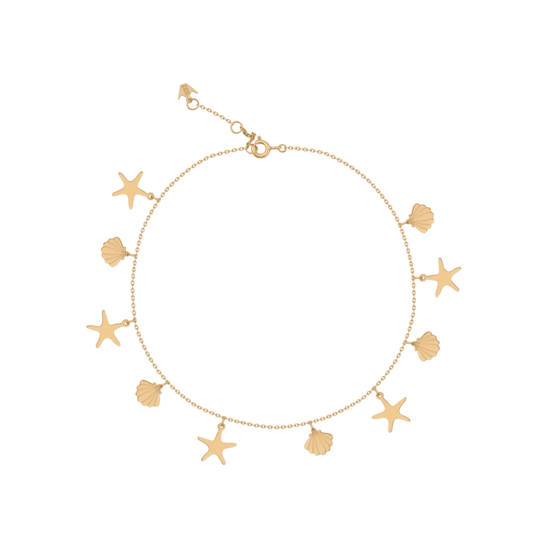 Daily Dazzle Summer Seashell and Starfish Gold Anklet