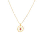 Spider Web Gold Necklace with colored stone