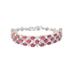 Classic Diamond Bracelet with Princess Diamond and Ruby