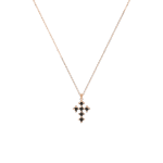 Religious Cross Necklace with Black Diamonds