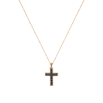 Religious Cross Necklace with Black Diamonds