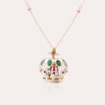 Crown 3D Gold Necklace with Colored Stones - Image 2