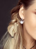 Emblem Diamond Earrings Heart Shape with black Diamond - Image 3