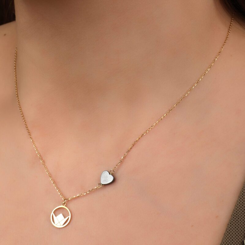 Emblem Gold Necklace with Colored Stone - Image 2