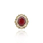 Classic Diamond Ring with Colored Stones - Image 3