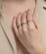 Daily Dazzle Diamond Ring with Baguette and Ruby - Image 2