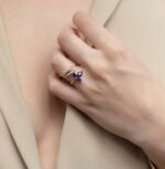 Classic Diamond Ring with Sapphire - Image 2