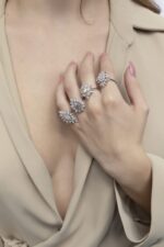 Classic Diamond Ring with Colored Stone - Image 3
