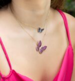 Butterfly Diamond Necklace with Sapphire - Image 3