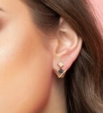 Emblem Diamond Earrings with Black diamond - Image 3