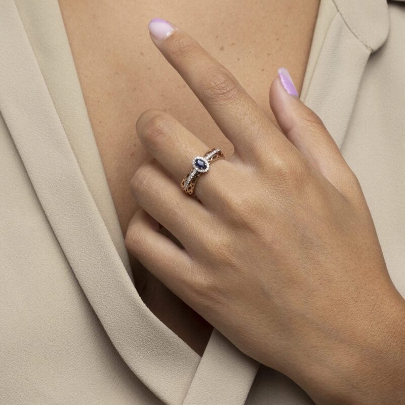 Classic Diamond Ring with Sapphire - Image 2