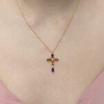Daily Dazzle Cross Diamond Necklace with Precious Colors - Image 2