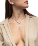 Lotus Diamond Necklace with Marquise and Pear - Image 2