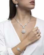 Classic Diamond Ring with Colored Stone - Image 2