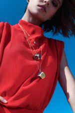 Dice Diamond Necklace with Precious Colored Stones - Image 2