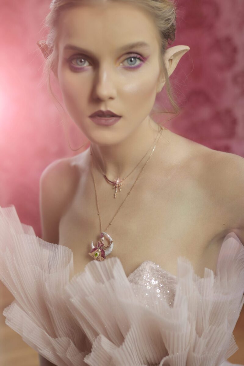 Fairy Tale Diamond Necklace with Sapphire - Image 2