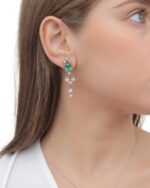 Daily Dazzle Diamond Earrings with Emerald - Image 2