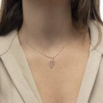 Leaves Pendant Gold with White Diamond - Image 2