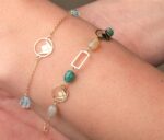 Emblem Gold Bracelet with Colored Stones - Image 3
