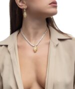 Classic Pear Earrings With Yellow Diamond - Image 3