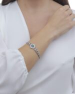 Classic Diamond Bracelet with Marquise Diamond and Emerald - Image 2