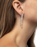 Classic Diamond Earrings with Yellow Stones - Image 3