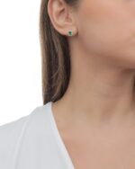 Classic Diamond Earrings with Green Stone - Image 3