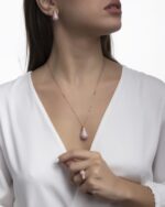 Light Diamond Earrings with Sapphire - Image 2