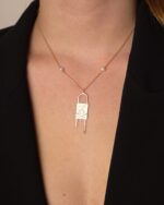 Oummi Gold Lock Necklace with Pearls - Image 2