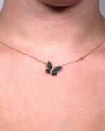 Butterfly Diamond Necklace with Black Diamond - Image 2