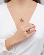 Butterfly Diamond Necklace with Ruby - Image 2