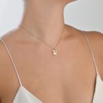 Initials Gold Necklace Letter V - Image 2