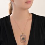 Cards Diamond Necklace with Black Diamond and Sapphire - Image 2
