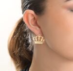 Crown Gold Earrings - Image 2