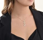 Lotus Gold Necklace with Colored Stones - Image 2