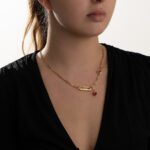 Love Lock Gold Necklace with Colored Stones - Image 2
