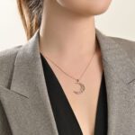 Moon Diamond Necklace with Baguette Diamond - Image 2