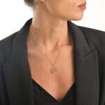 Spider Web Gold Necklace with colored stone - Image 2