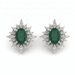 Classic Diamond Earrings With Emerald