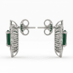 Classic Diamond Earrings With Emerald - Image 3