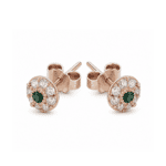 Classic Diamond Earrings With Emerald - Image 2