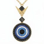 Evil Eye Diamond Necklace with Black Diamonds - Image 2