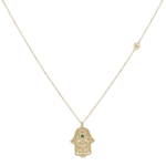 Hand of Fatima Gold Necklace With Diamond