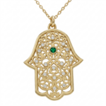 Hand of Fatima Gold Necklace With Diamond - Image 2