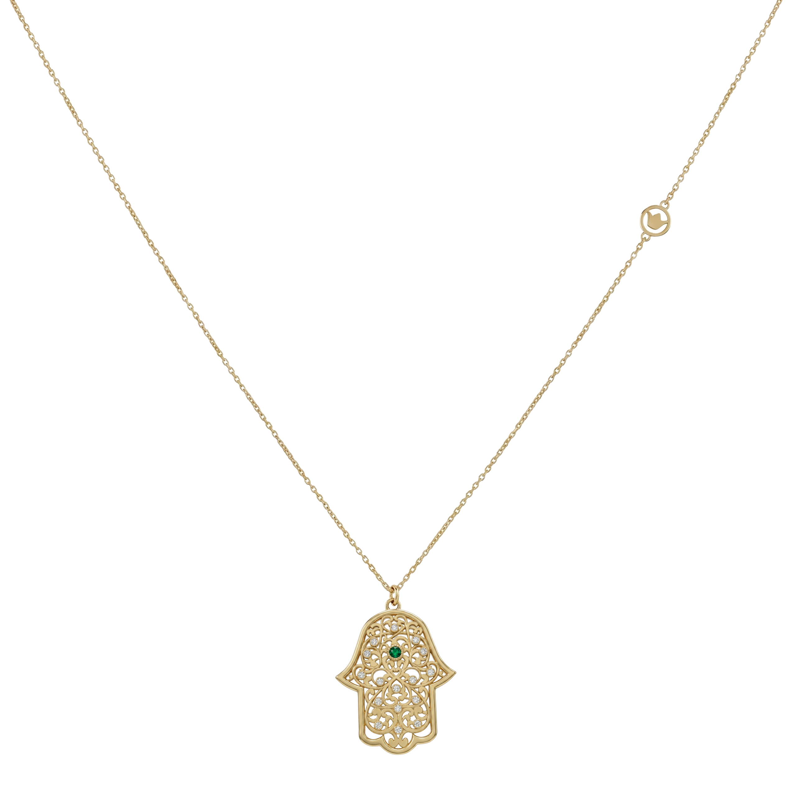 FDPOTW8057AT1FA0ADRSY Hand of Fatima Gold Necklace With Diamond - Image 1