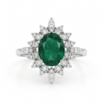 Classic Diamond Ring With Emerald - Image 2